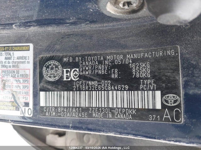 Продажа на аукционе авто 2005 Toyota Corolla Ce/le/s, vin: 2T1BR32E65C844629, номер лота: 12564237