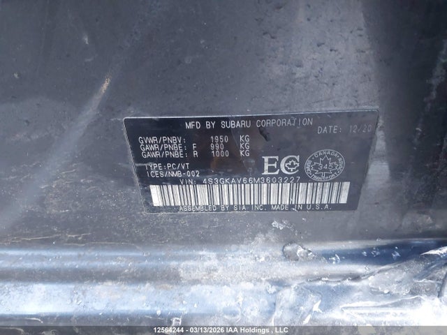 4S3GKAV66M3603227 Subaru Impreza Premium