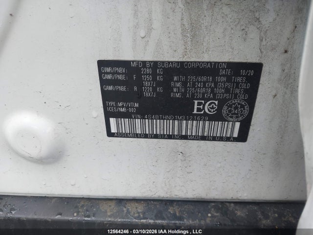 4S4BTHND1M3121629 Subaru Outback Limited Xt