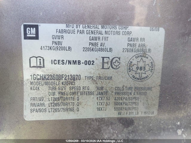 Aukcja sprzedaży 2008 Chevrolet Silverado K2500 Heavy Duty, vin: 1GCHK23608F213970, numer aukcji: 12564269