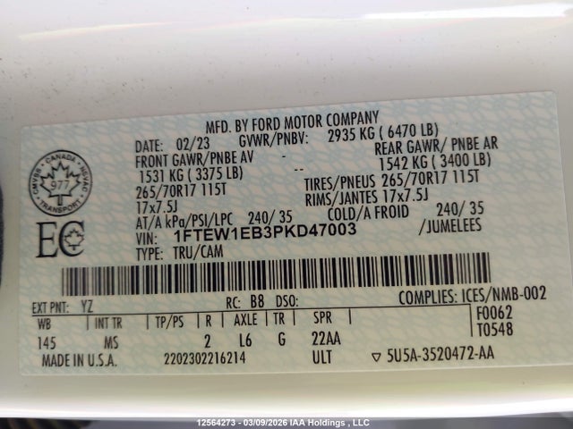 Ford F150 Supercrew 2023 1FTEW1EB3PKD47003 Image 19