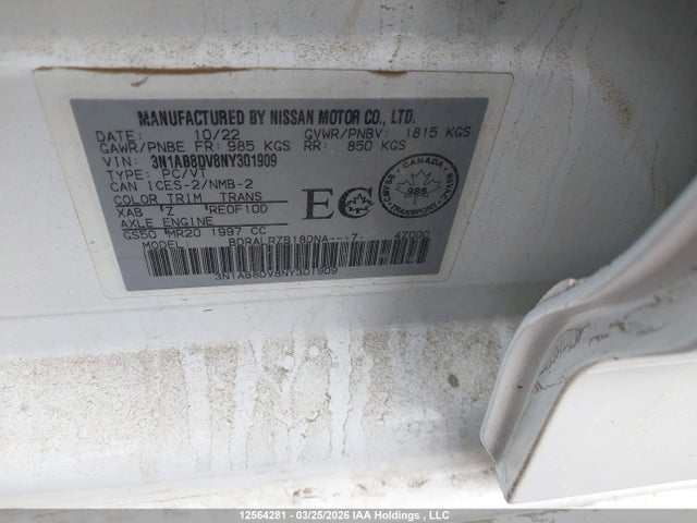 Продаж на аукціоні авто 2022 Nissan Sentra Sr/sr Midnight Edition, vin: 3N1AB8DV8NY301909, номер лоту: 12564281