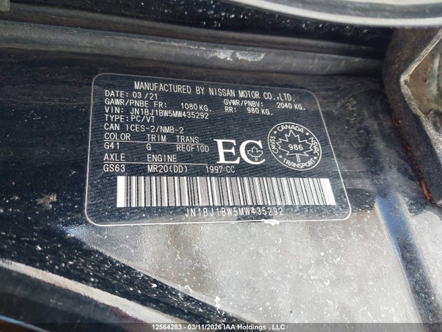 JN1BJ1BW5MW435292 Nissan Qashqai S/sl/sv