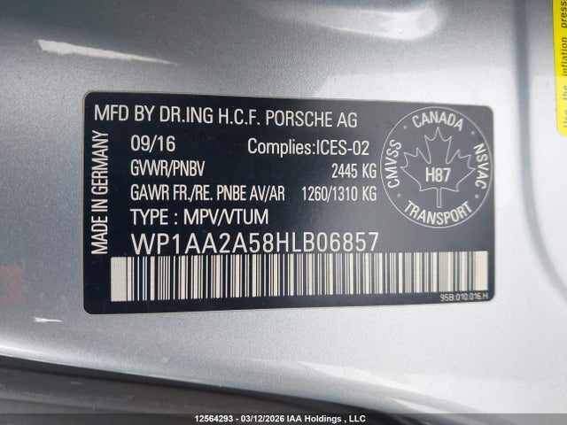 WP1AA2A58HLB06857 Porsche Macan