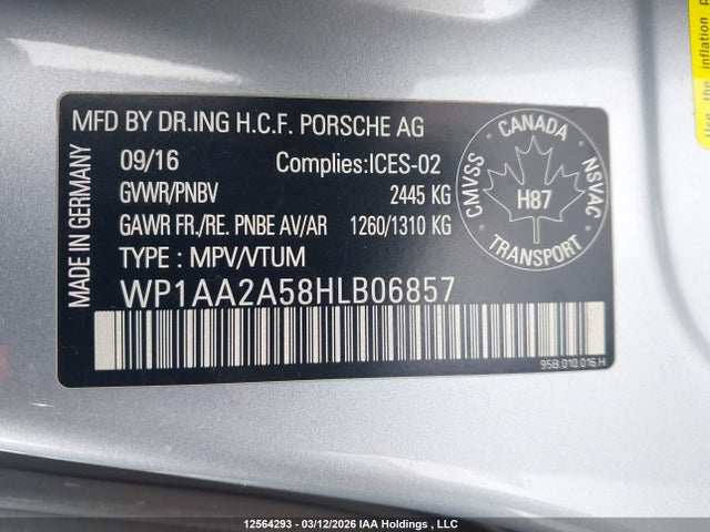 WP1AA2A58HLB06857 Porsche Macan