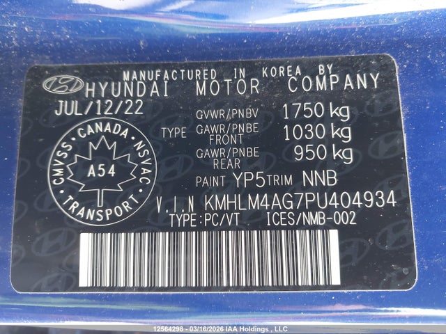 2023 Hyundai Elantra Preferred Ivt მანქანა იყიდება აუქციონზე, vin: KMHLM4AG7PU404934, აუქციონის ნომერი: 12564298