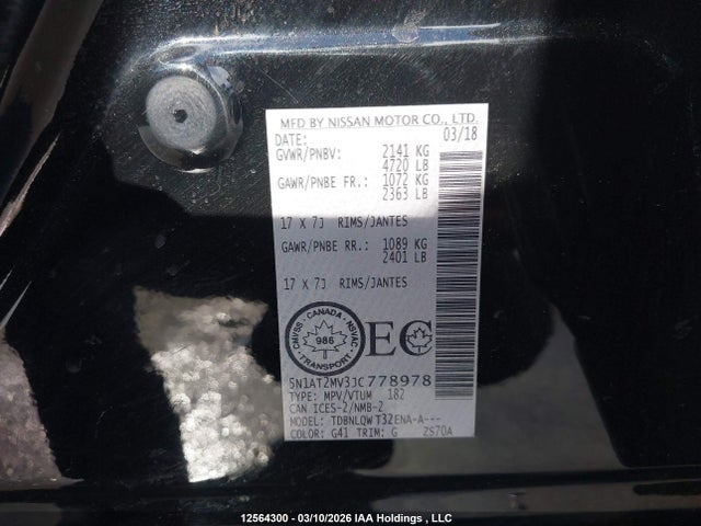 5N1AT2MV3JC778978 Nissan Rogue Midnight Edition/s/sl/sl W/propilot Assist/sv