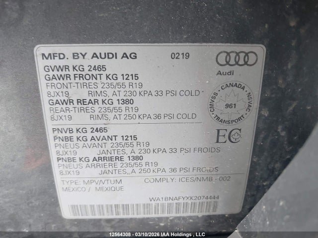 WA1BNAFYXK2074444 Audi Q5 Premium Plus