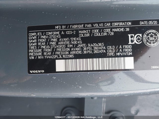 YV4A22PL3L1622985 Volvo Xc90 T6 Inscription 7 Passenger