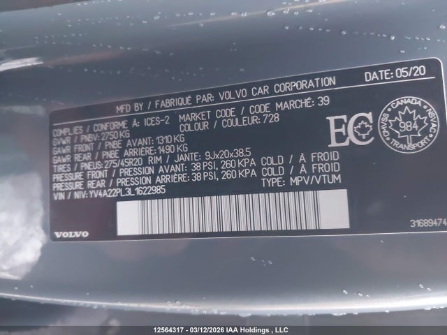 YV4A22PL3L1622985 Volvo Xc90 T6 Inscription 7 Passenger