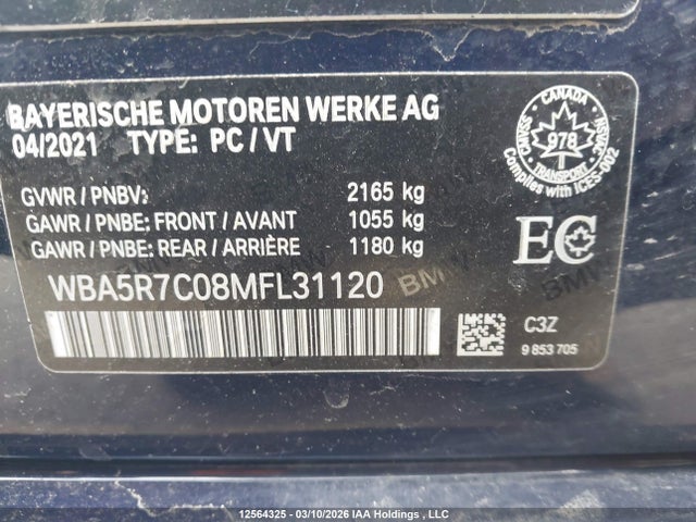 WBA5R7C08MFL31120 BMW 330XI