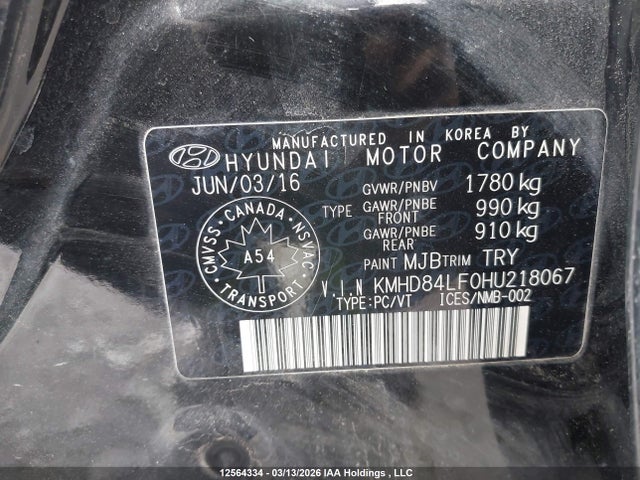 KMHD84LF0HU218067 Hyundai Elantra