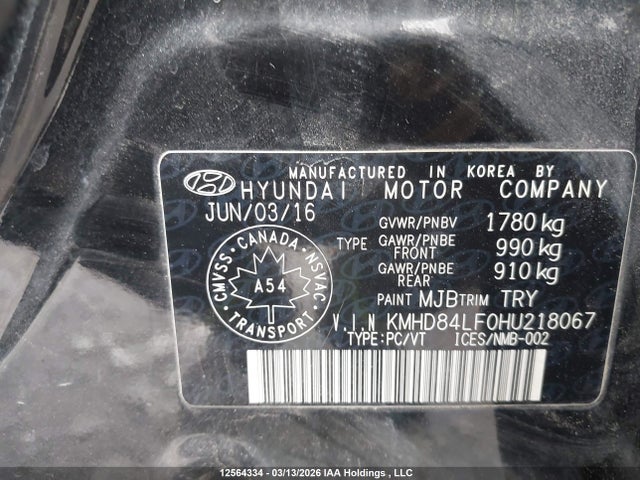KMHD84LF0HU218067 Hyundai Elantra