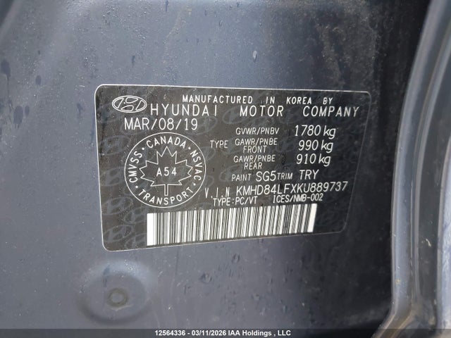 KMHD84LFXKU889737 Hyundai Elantra Preferred