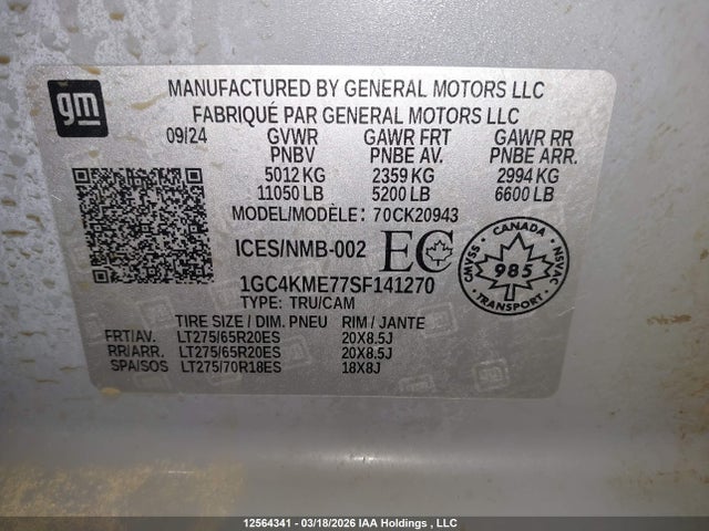 Продаж на аукціоні авто 2025 Chevrolet Silverado K2500 Custom, vin: 1GC4KME77SF141270, номер лоту: 12564341