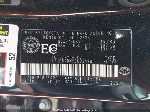 4T1DBADK9SU021286 Toyota Camry Se Upgrade
