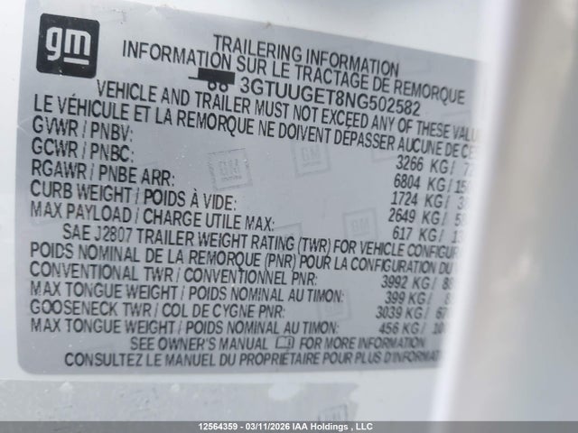 3GTUUGET8NG502582 GMC Sierra K1500 Denali
