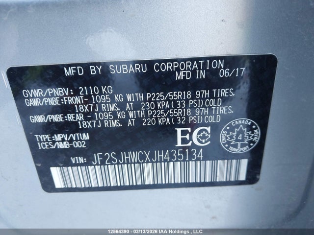 JF2SJHWCXJH435134 Subaru Forester 2.0xt Touring