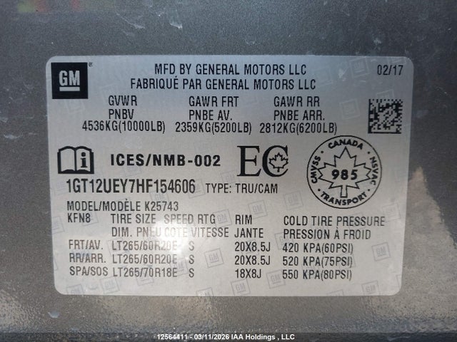 1GT12UEY7HF154606 GMC Sierra K2500 Denali