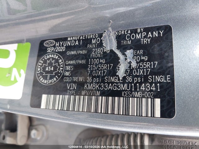 Aukcja sprzedaży 2021 Hyundai Kona Electric Ultimate, vin: KM8K33AG3MU114341, numer aukcji: 12564414