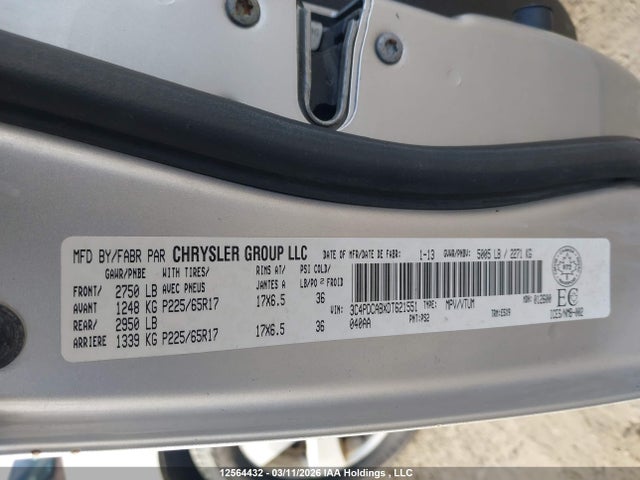12564432 :رقم المزاد ، 3C4PDCABXDT621551 vin ، 2013 Dodge Journey Se مزاد بيع