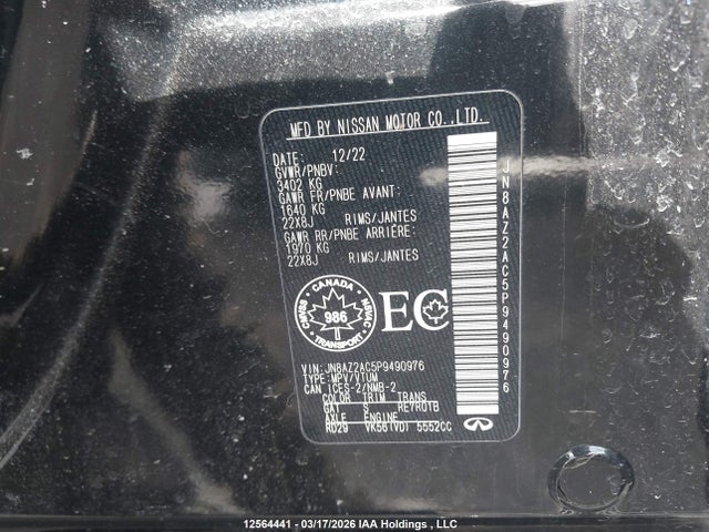 Продажа на аукционе авто 2023 Infiniti Qx80 Luxe/premium Select, vin: JN8AZ2AC5P9490976, номер лота: 12564441