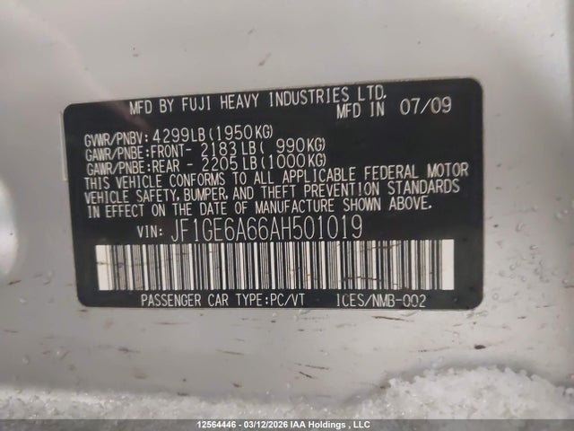 Продаж на аукціоні авто 2010 Subaru Impreza 2.5i, vin: JF1GE6A66AH501019, номер лоту: 12564446
