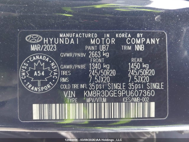 KM8R3DGE9PU607360 Hyundai Palisade Urban 8-passenger Seating