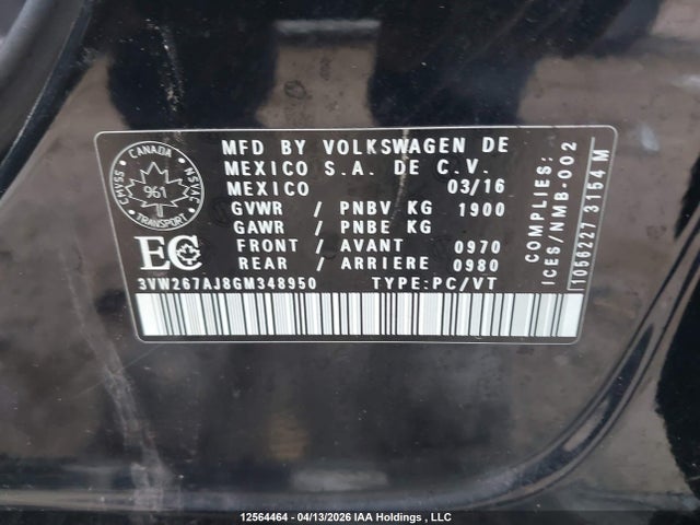3VW267AJ8GM348950 Volkswagen Jetta 1.4 Tsi Trendline/1.4 Tsi Trendline+