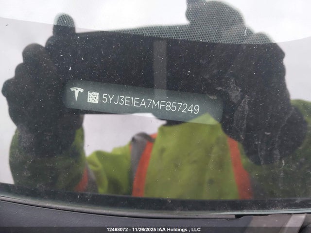 5YJ3E1EA7MF857249 Tesla Model 3 Standard Range/standard Range Plus