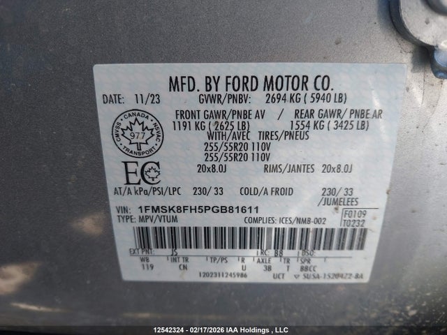 Ford Explorer Limited 2023 1FMSK8FH5PGB81611 Image 9