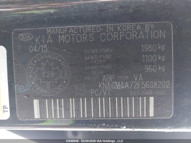 KIA Optima Lx/lx Winter Edition 2015 KNAGM4A72F5638202 Image 9