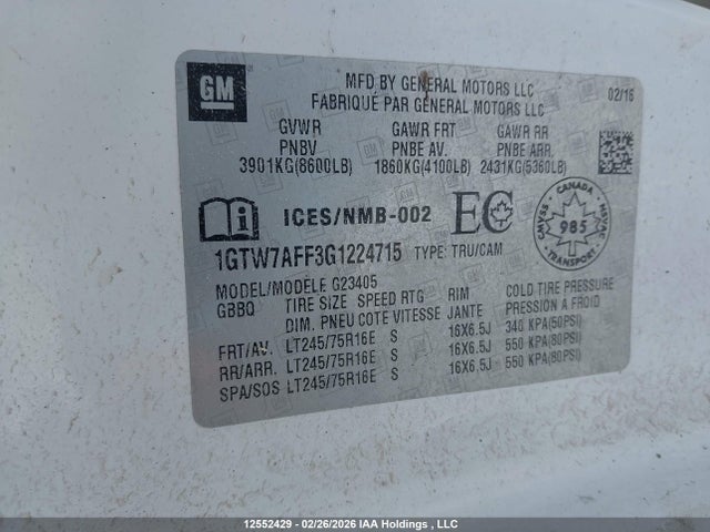 GMC Savana 2500 1wt 2016 1GTW7AFF3G1224715 Image 9