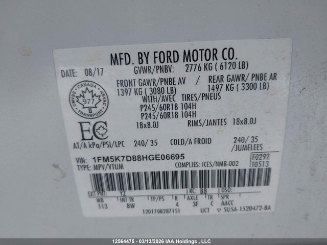 1FM5K7D88HGE06695 Ford Explorer