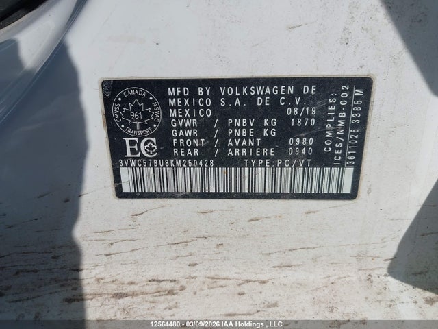 3VWC57BU8KM250428 Volkswagen Jetta S/se/r-line