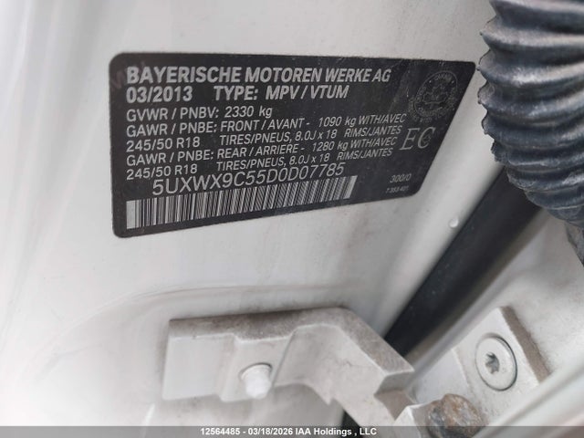 12564485 :رقم المزاد ، 5UXWX9C55D0D07785 vin ، 2013 Bmw X3 Xdrive28i مزاد بيع