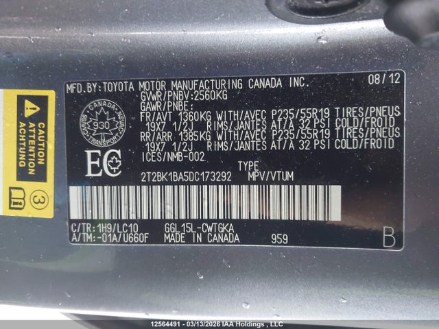 Продаж на аукціоні авто 2013 Lexus Rx 350/base/f Sport, vin: 2T2BK1BA5DC173292, номер лоту: 12564491