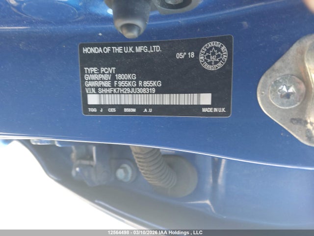 SHHFK7H29JU308319 Honda Civic Lx