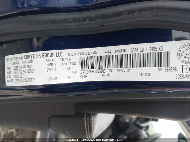 12564504 :رقم المزاد ، 1C4PJMAB3EW285283 vin ، 2014 Jeep Cherokee Sport مزاد بيع