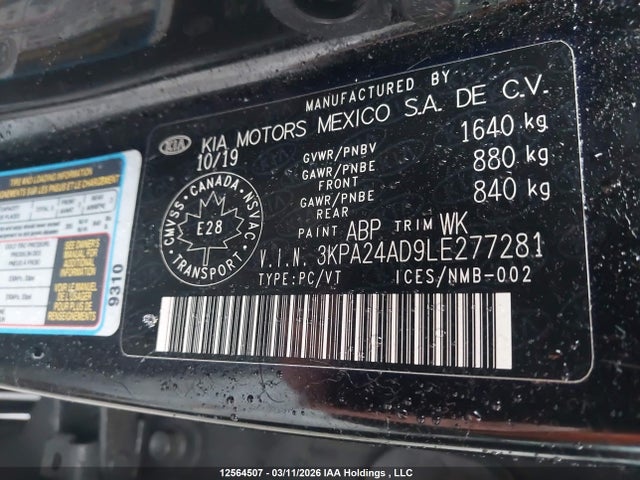 3KPA24AD9LE277281 KIA Rio Ex/lx+