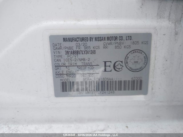 Nissan Sentra S/s Plus 2020 3N1AB8BV7LY241248 Image 9