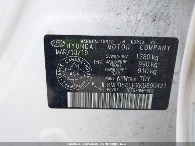 KMHD84LFXKU890421 Hyundai Elantra Sel/value/limited