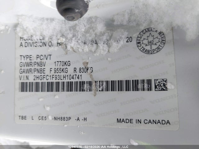 2HGFC1F93LH104741 Honda Civic Touring