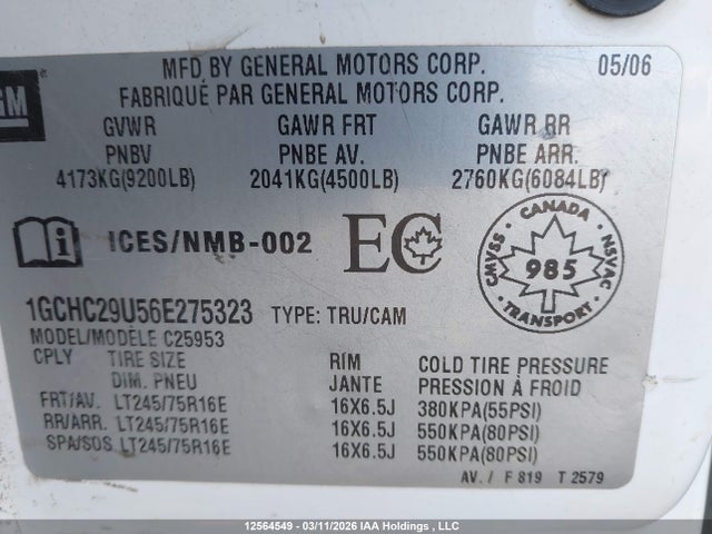 Aukcja sprzedaży 2006 Chevrolet Silverado C2500 Heavy Duty, vin: 1GCHC29U56E275323, numer aukcji: 12564549