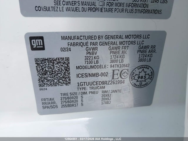 1GTUUCED9RZ261994 GMC Sierra 1500 Elevation
