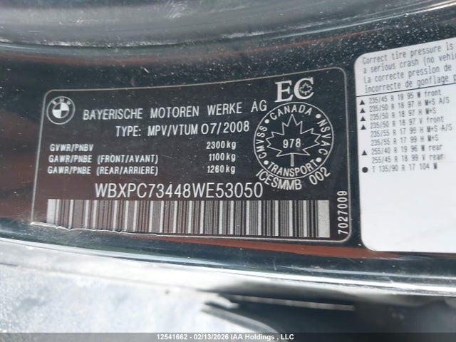 Aukcja sprzedaży 2008 Bmw X3 3.0i, vin: WBXPC73448WE53050, numer aukcji: 12541662