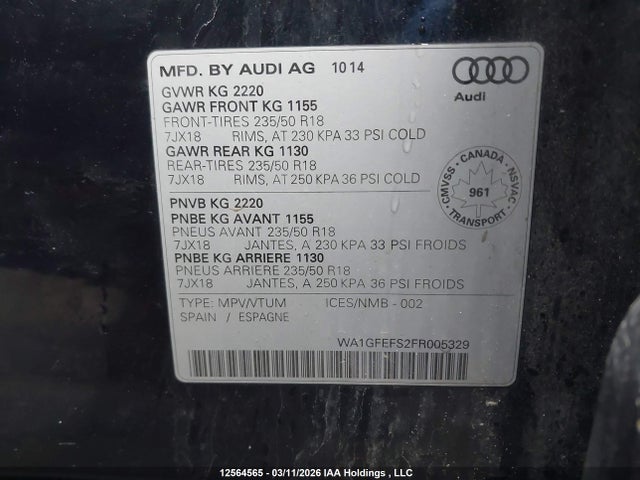 WA1GFEFS2FR005329 Audi Q3 Prestige