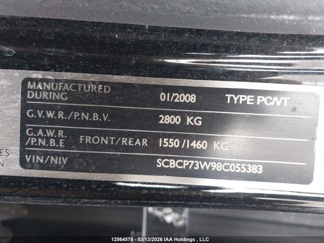 Aukcja sprzedaży 2008 Bentley Continental Gt Speed, vin: SCBCP73W98C055383, numer aukcji: 12564578