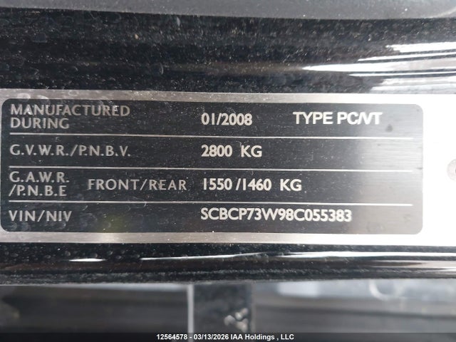 Aukcja sprzedaży 2008 Bentley Continental Gt Speed, vin: SCBCP73W98C055383, numer aukcji: 12564578