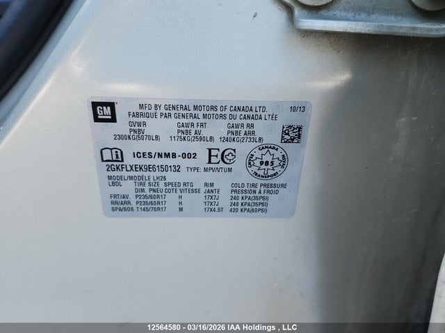 Aukcja sprzedaży 2014 Gmc Terrain Slt, vin: 2GKFLXEK9E6150132, numer aukcji: 12564580